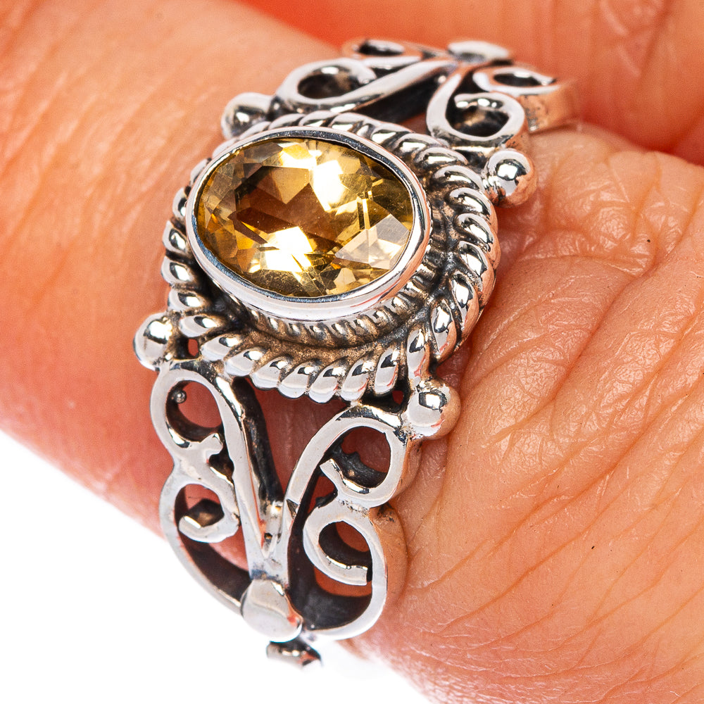 Faceted Citrine Ring Size 6.5 (925 Sterling Silver) R1429