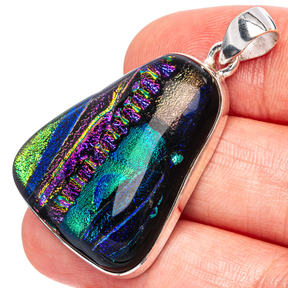 Dichroic Glass Pendants 1 5/8" (925 Sterling Silver) P43230