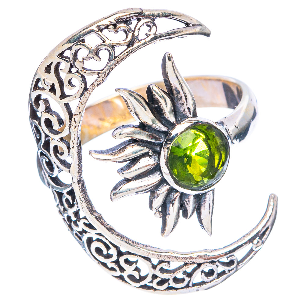 Peridot Moon Sun Dainty Ring Size 7 Adjustable (925 Sterling Silver) R5244