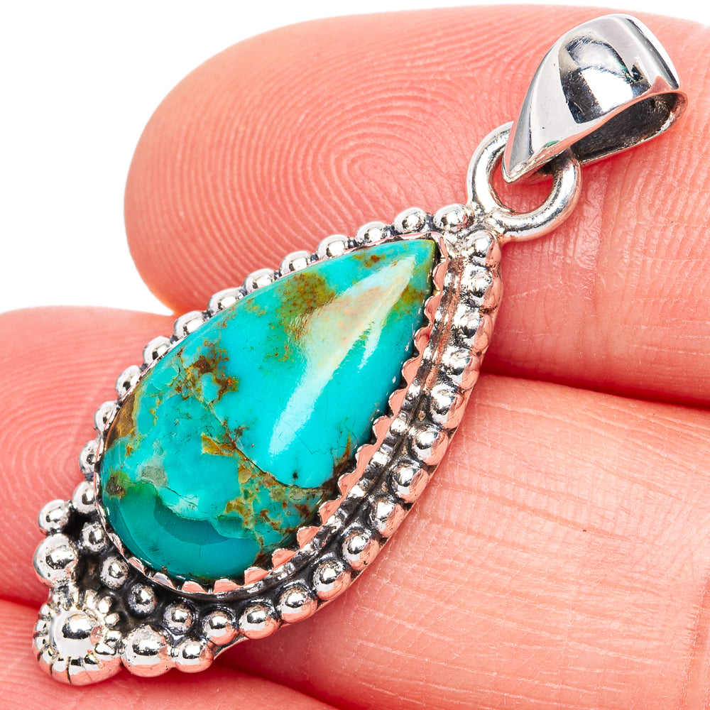 Rare Arizona Turquoise Pendant 1 3/8" (925 Sterling Silver) P42125