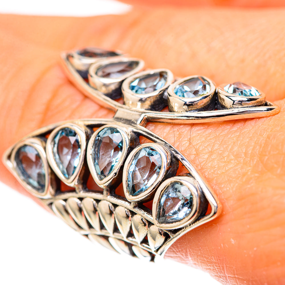 Large Blue Topaz Ring Size 8.5 (925 Sterling Silver) RING139859