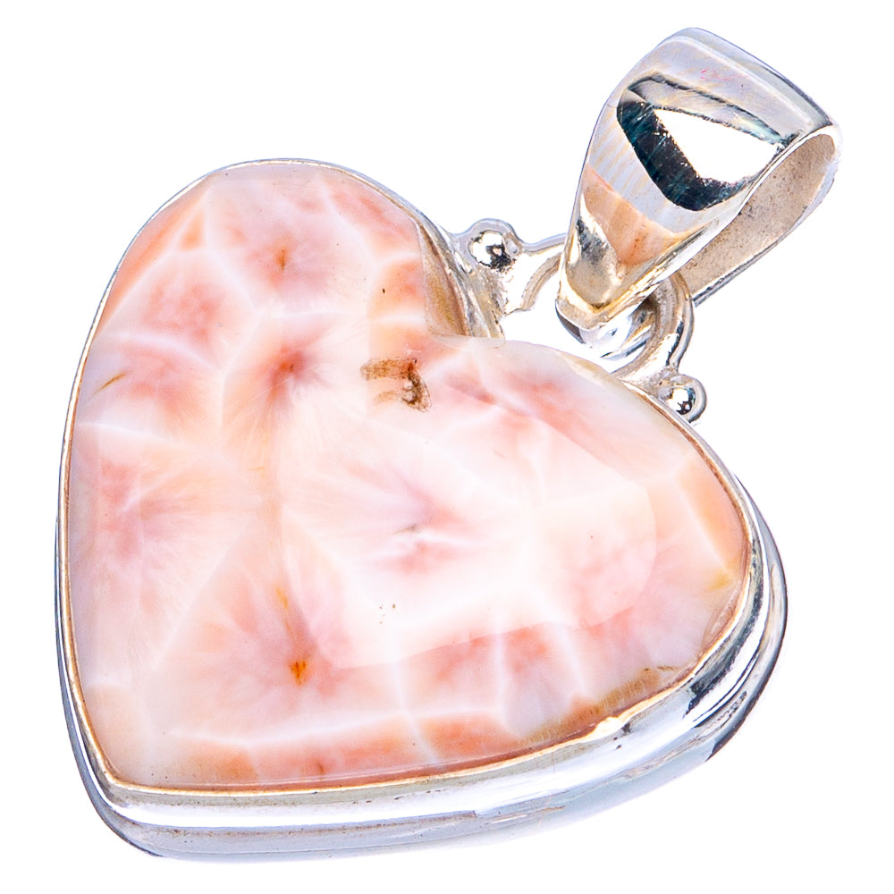 Pink Natorite Heart Pendant 1 1/8" (.925 Sterling Silver)