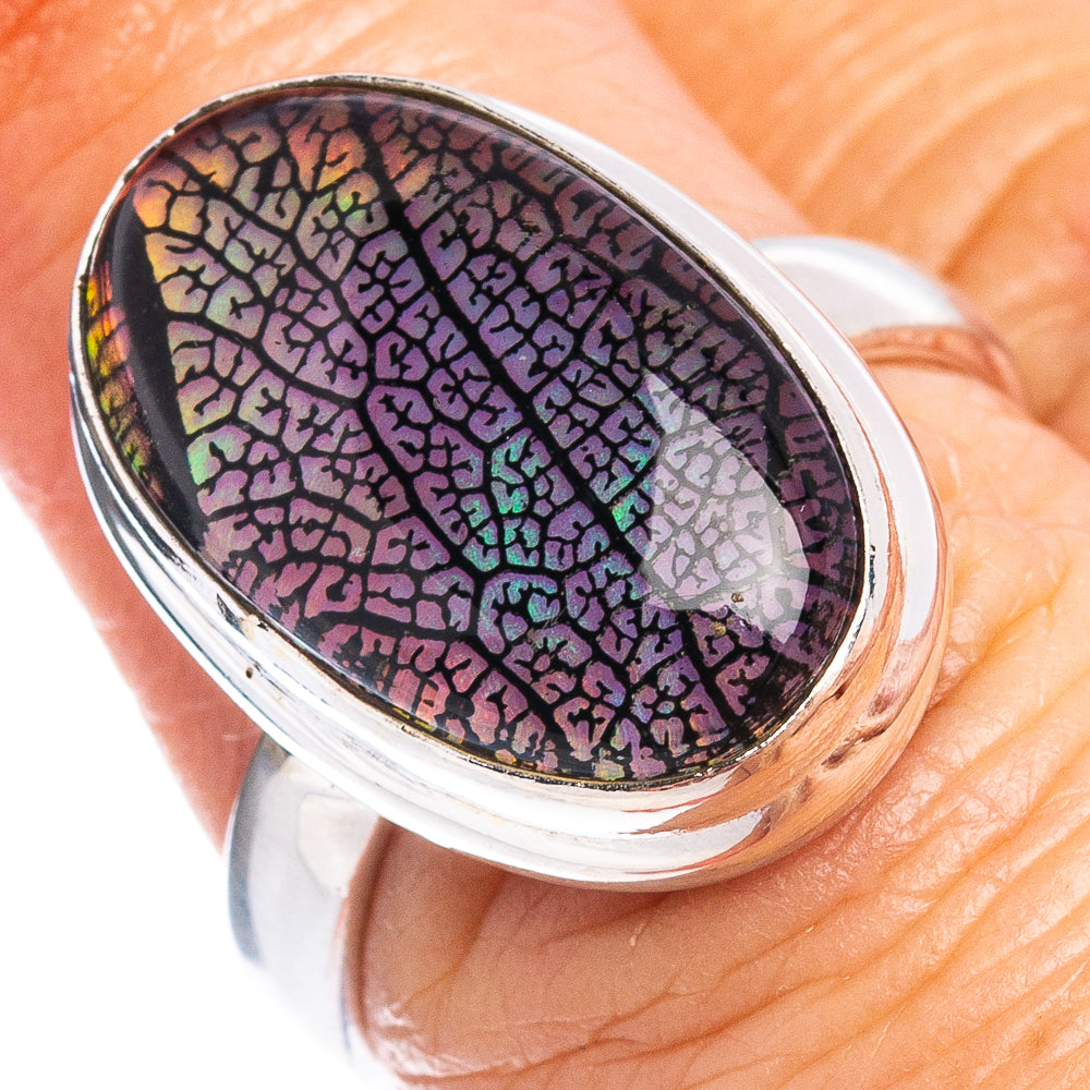 Rare Leaf Aurora Opal Ring Size 7 (.925 Sterling Silver)
