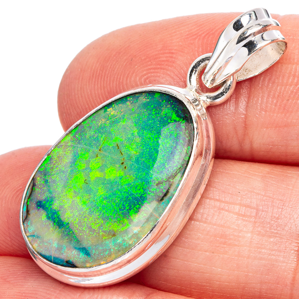 Rare Sterling Opal Pendant 1 3/8" (925 Sterling Silver) P40422