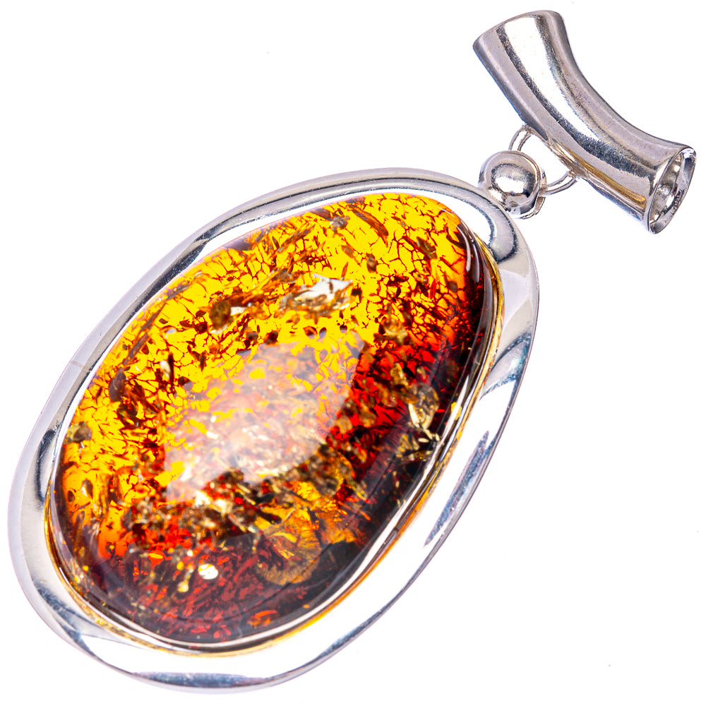 Anasilvercos Baltic Amber Pendant 1 3/4" (925 Sterlnig Silver)