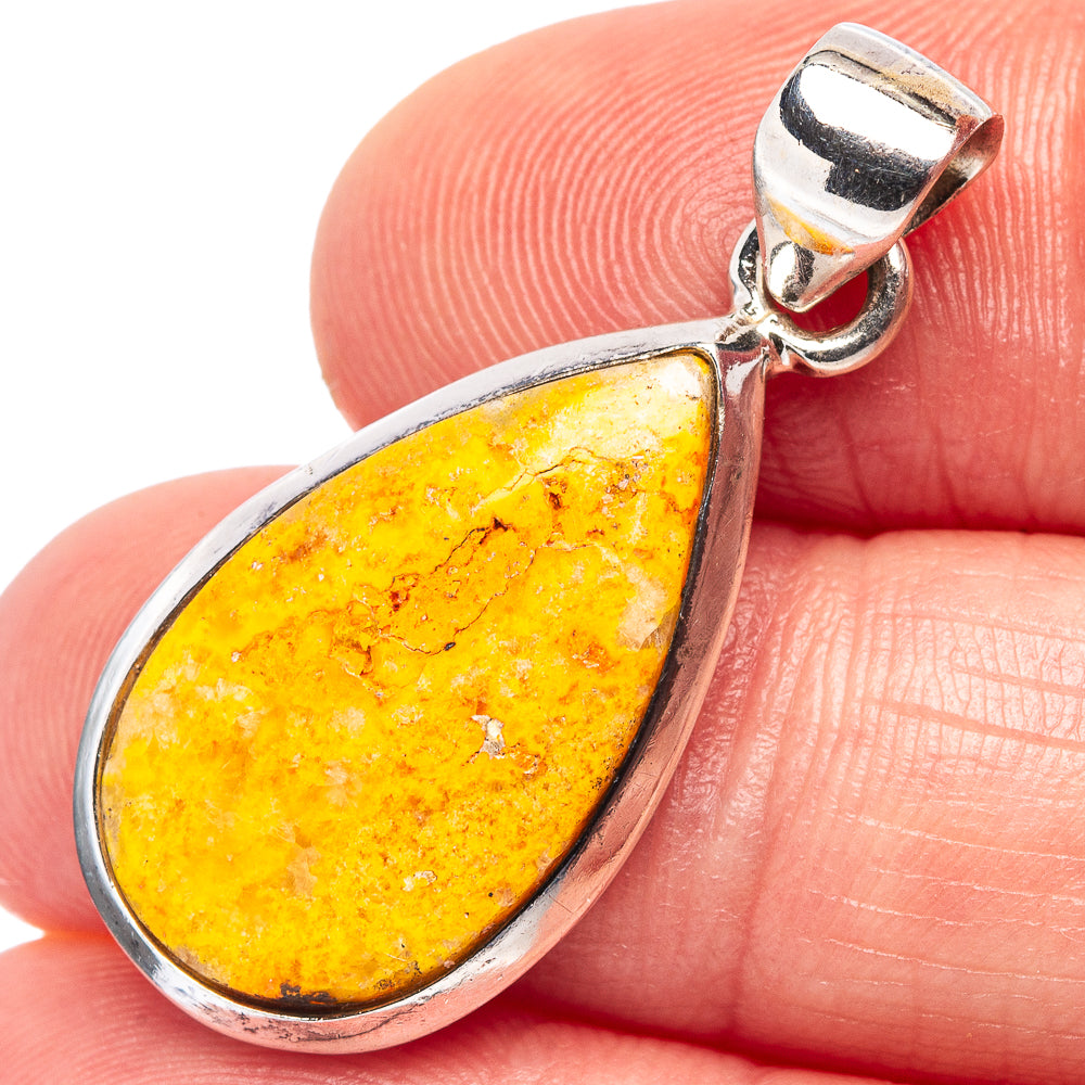 Bumblebee Jasper Pendant 1 1/4" (.925 Sterling Silver)