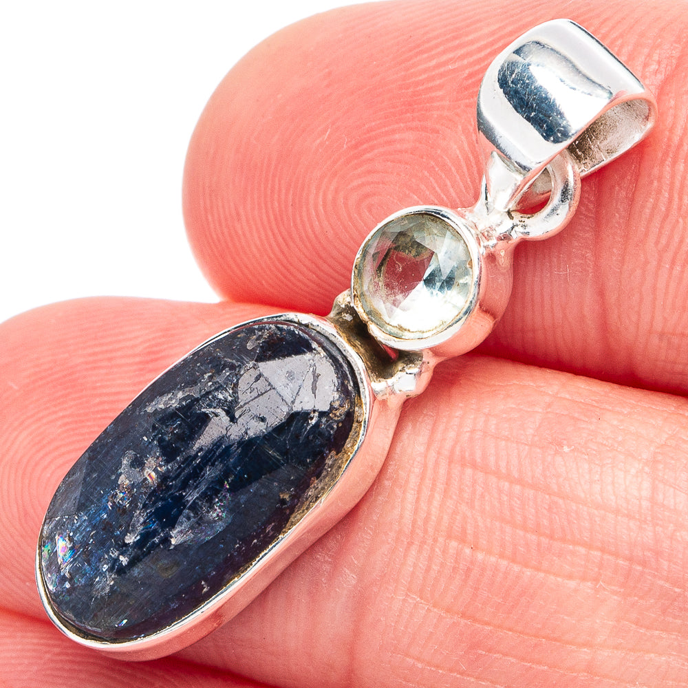 Kyanite, Blue Topaz Pendant 1 3/8" (925 Sterling Silver) P45417
