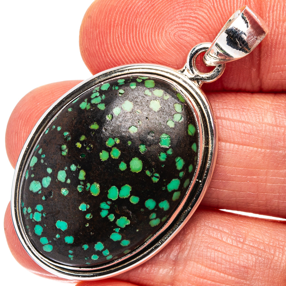 Premium Tibetan Turquoise Pendant 1 5/8" (.925 Sterling Silver)