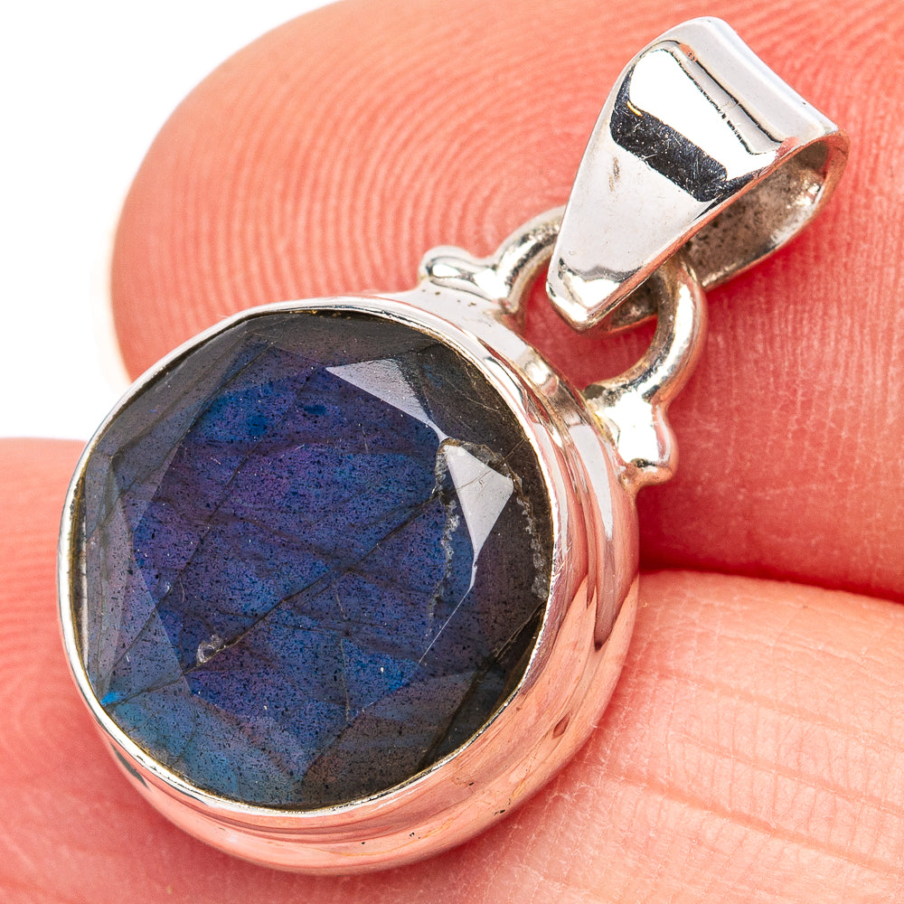 Faceted Labradorite Pendant 7/8" (.925 Sterling Silver)