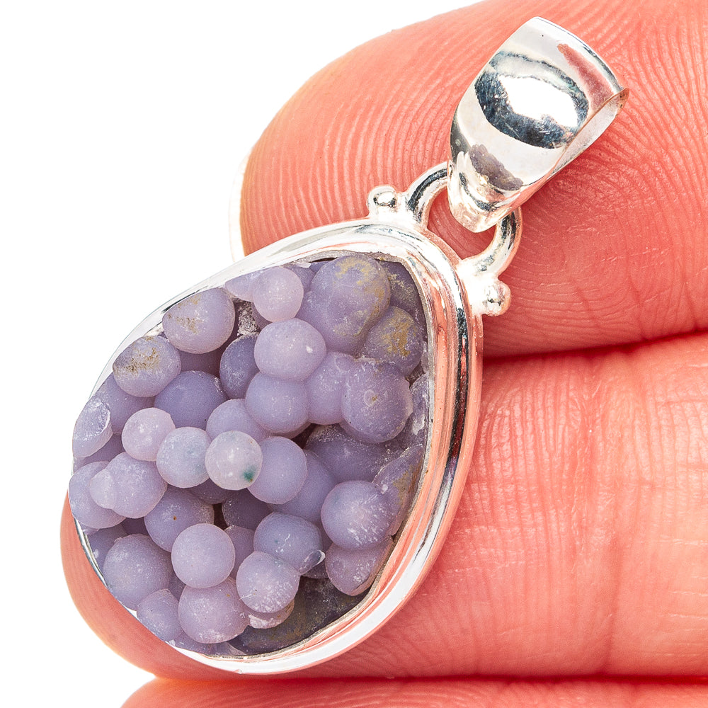 Rare Grape Agate Pendant 1 1/4" (.925 Sterling Silver)