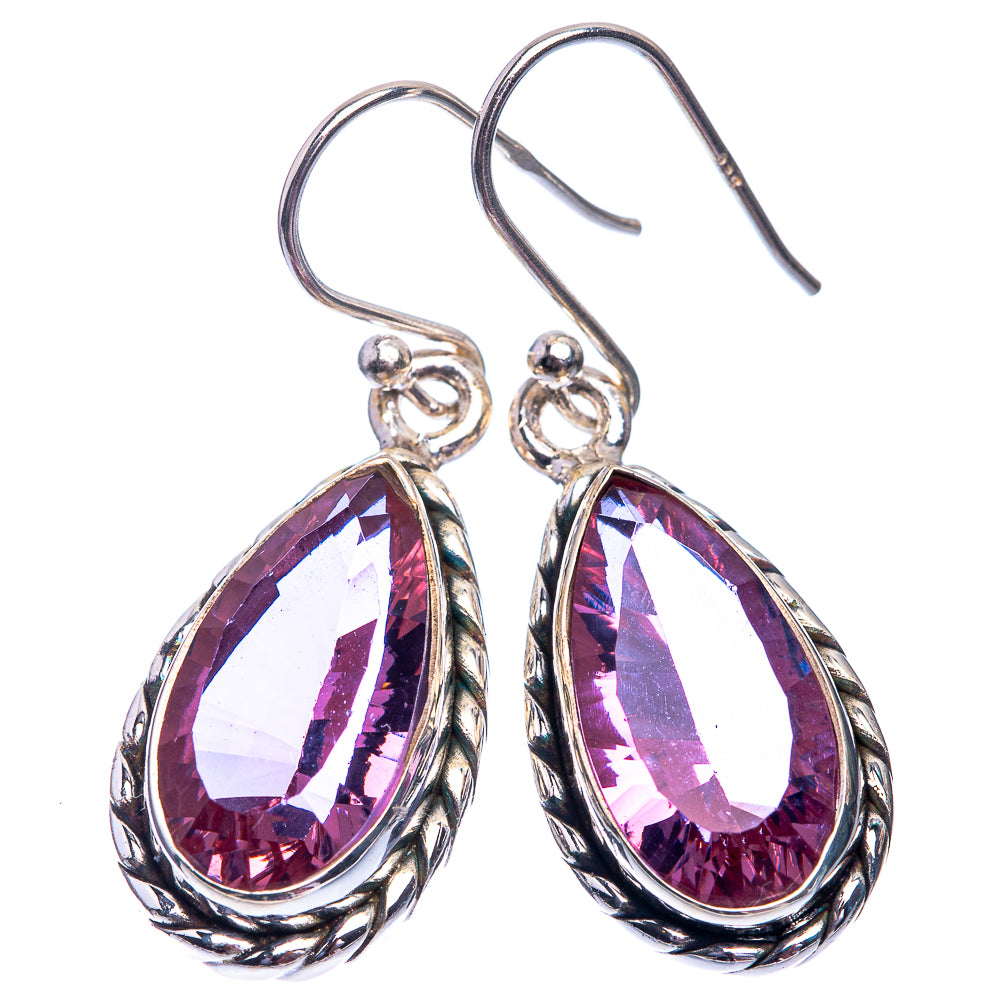 Faceted Color Change Alexandrite (Lab.) Earrings 1 3/8" (925 Sterling Silver) E432455