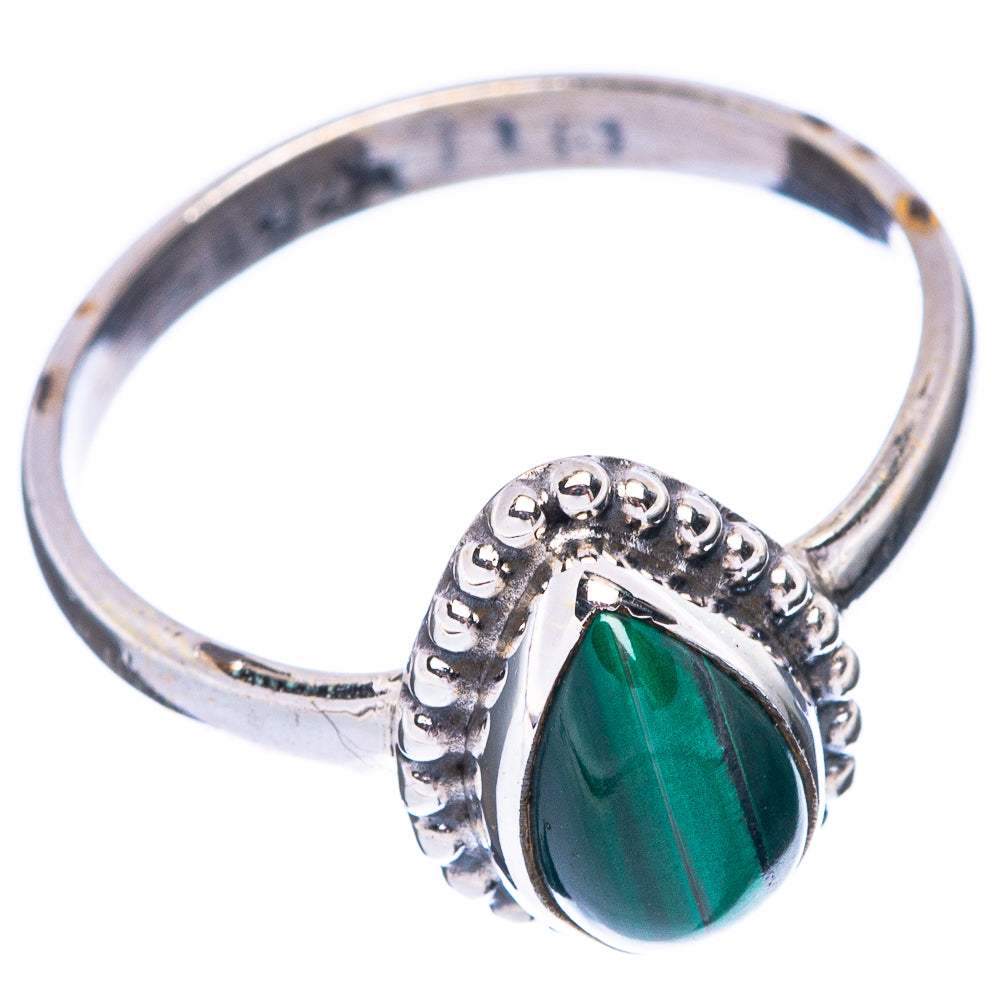 Malachite Dainty Ring Size 8 (925 Sterling Silver) R5803