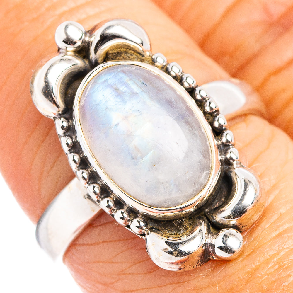 Rainbow Moonstone Ring Size 7.5 (.925 Sterling Silver)