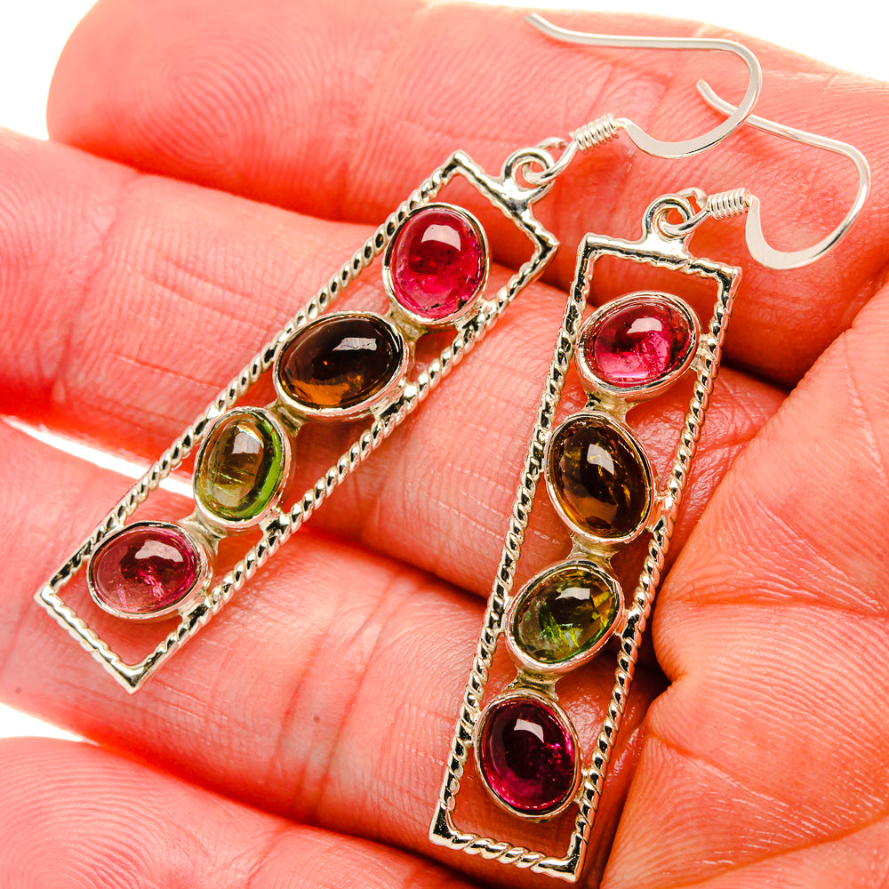 Signature Natural Tourmaline 925 Sterling Silver Earrings 2 1/8" (925 Sterling Silver) EARR431957