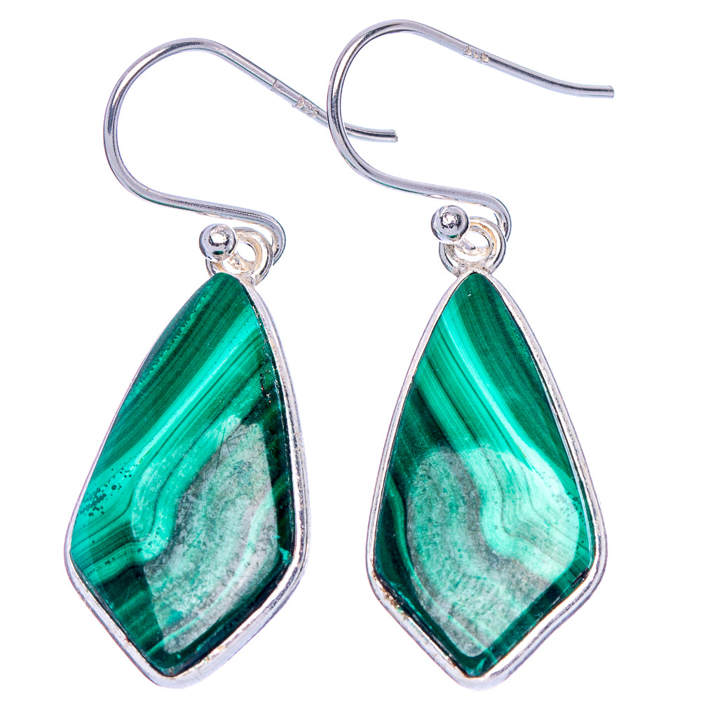 Malachite Earrings 1 1/2" (925 Sterling Silver) E1882