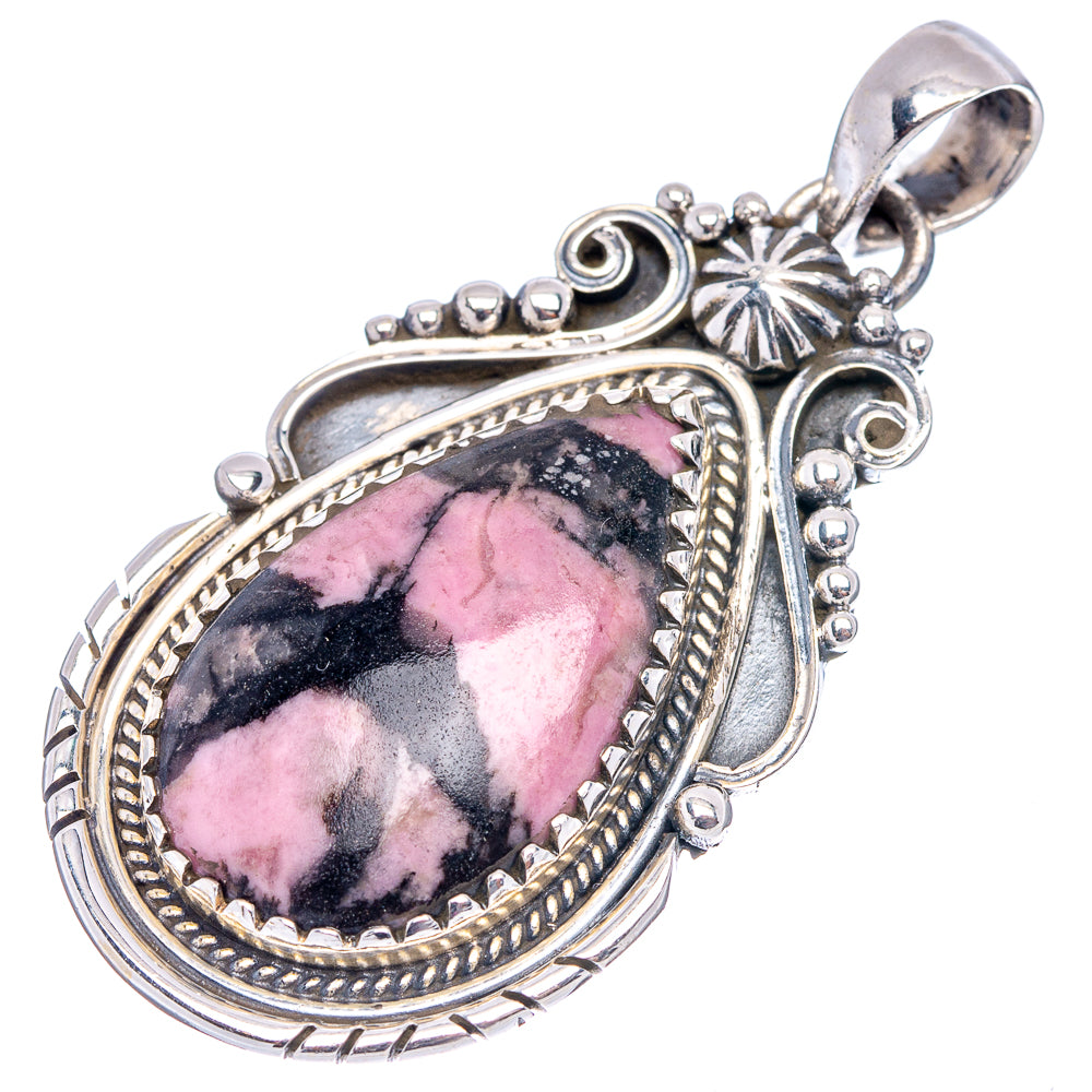 Premium Rhodonite Pendant 1 7/8" (.925 Sterling Silver)