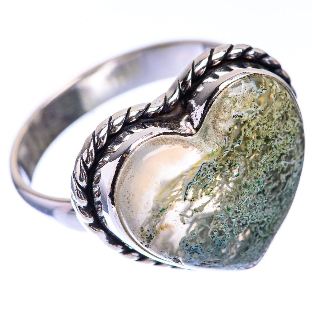 Green Moss Agate Ring Size 9.5 (925 Sterling Silver) R140752
