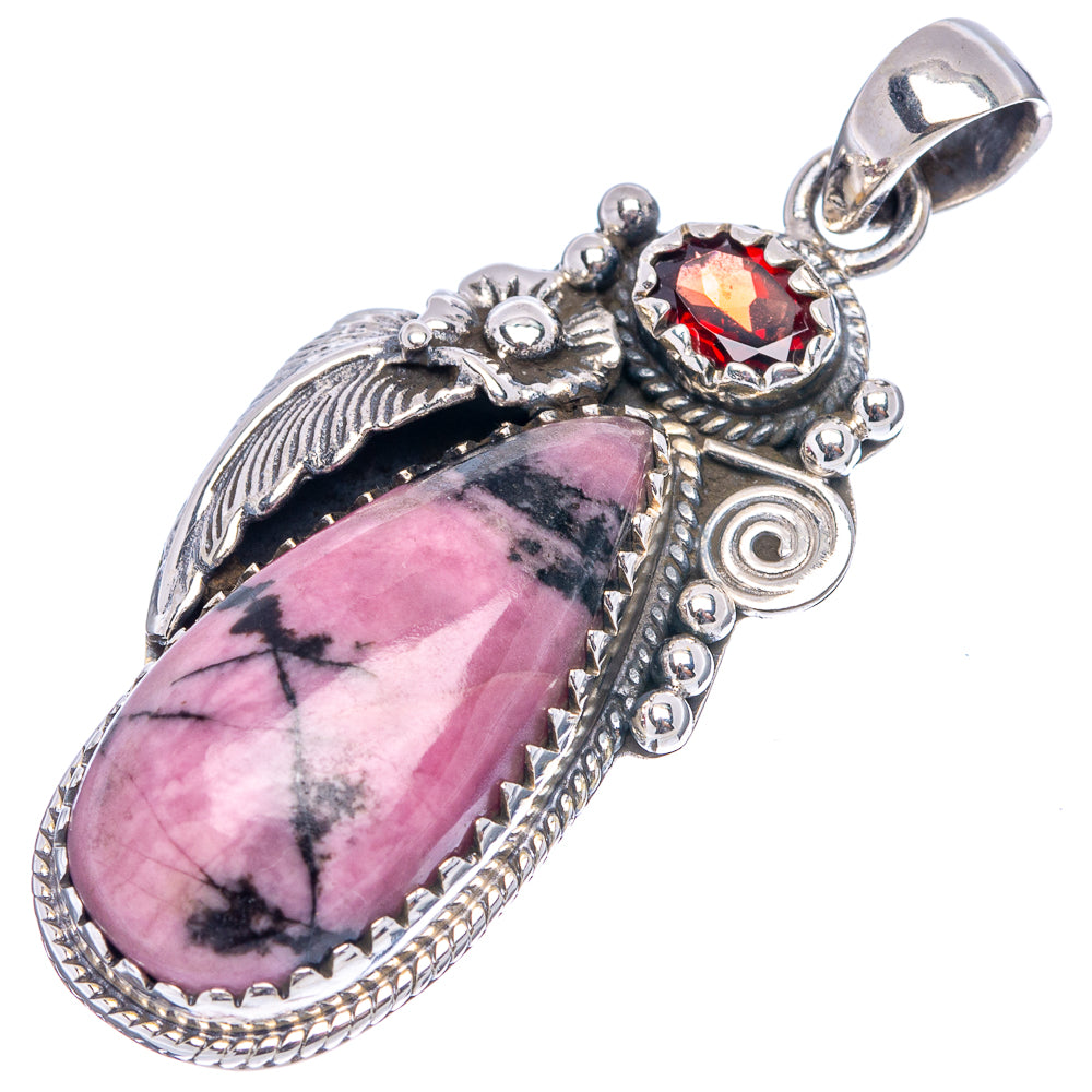 Premium Rhodonite Pendant 1 7/8" (.925 Sterling Silver)