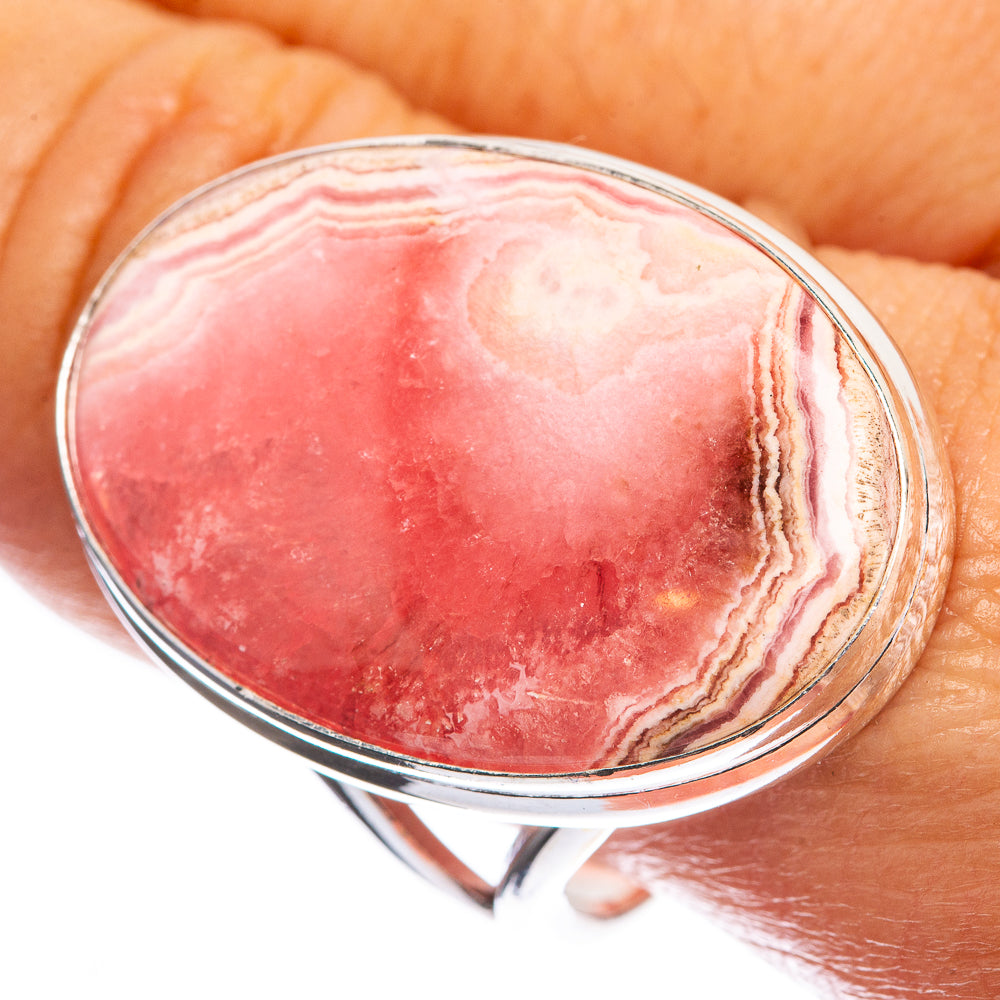 Large Rhodochrosite 925 Sterling Silver Ring Size 11