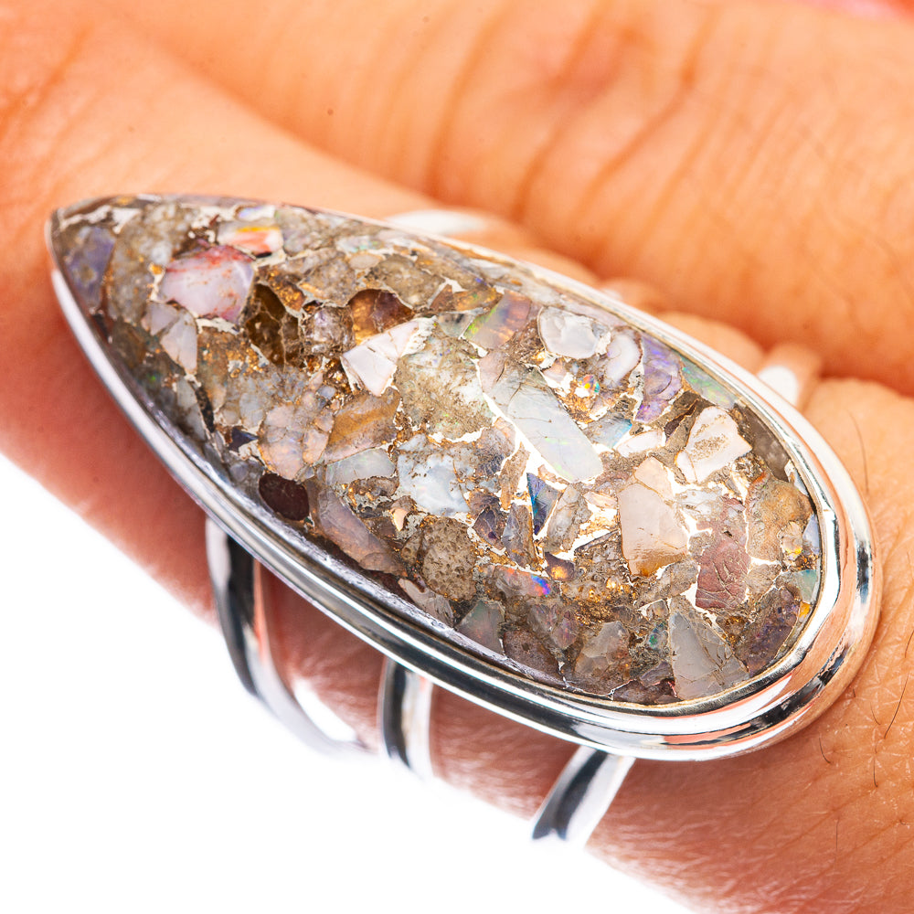 Large Brecciated Ethiopian Opal 925 Sterling Silver Ring Size 8