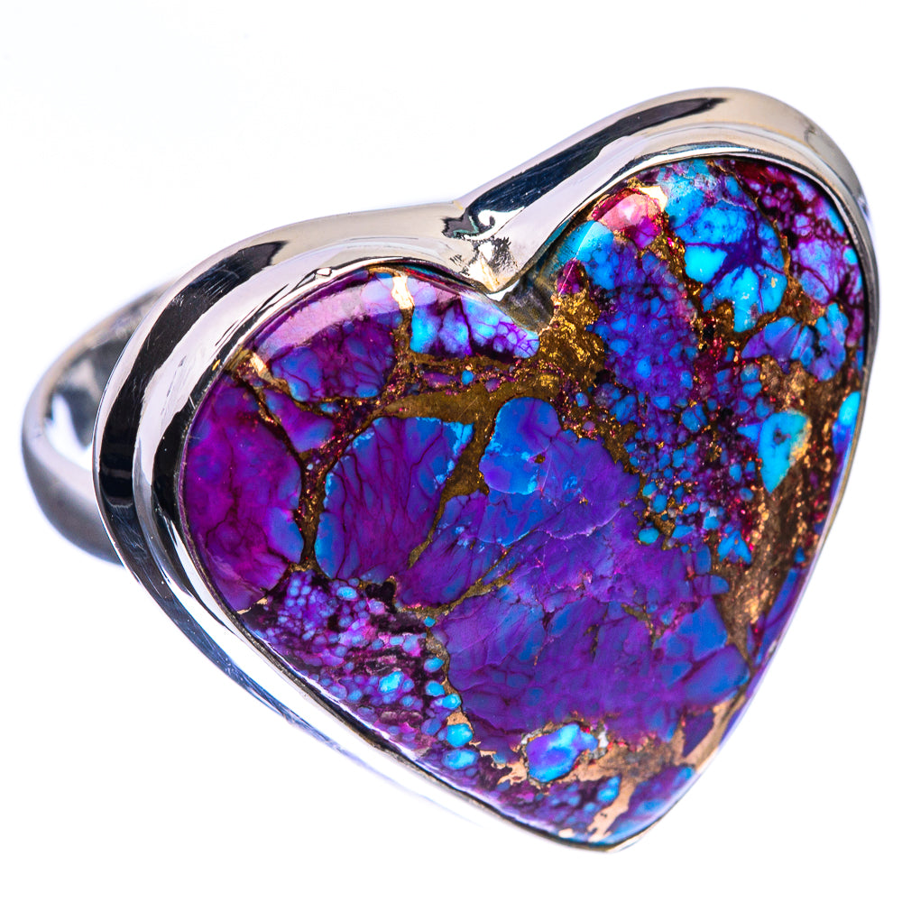 Large Purple Copper Composite Turquoise 925 Sterling Silver Ring Size 10