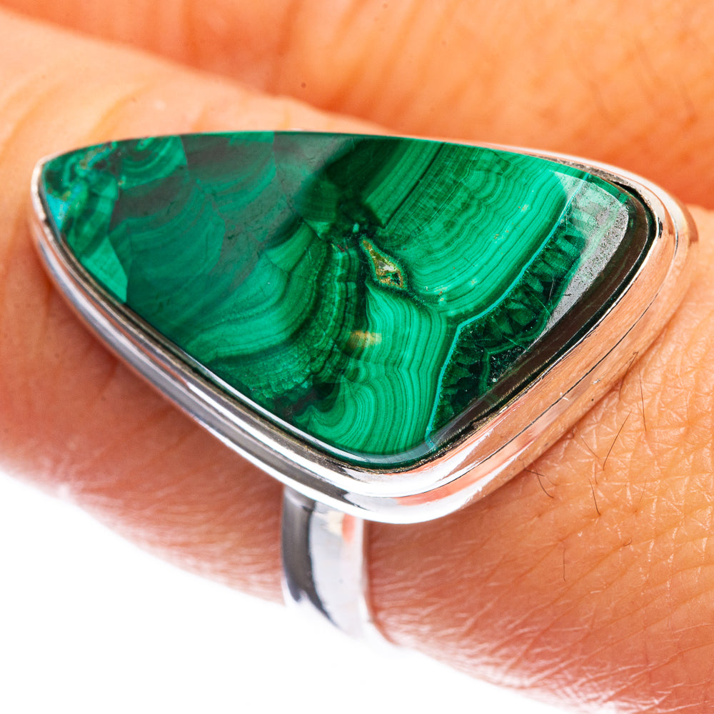 Malachite 925 Sterling Silver Ring Size 8