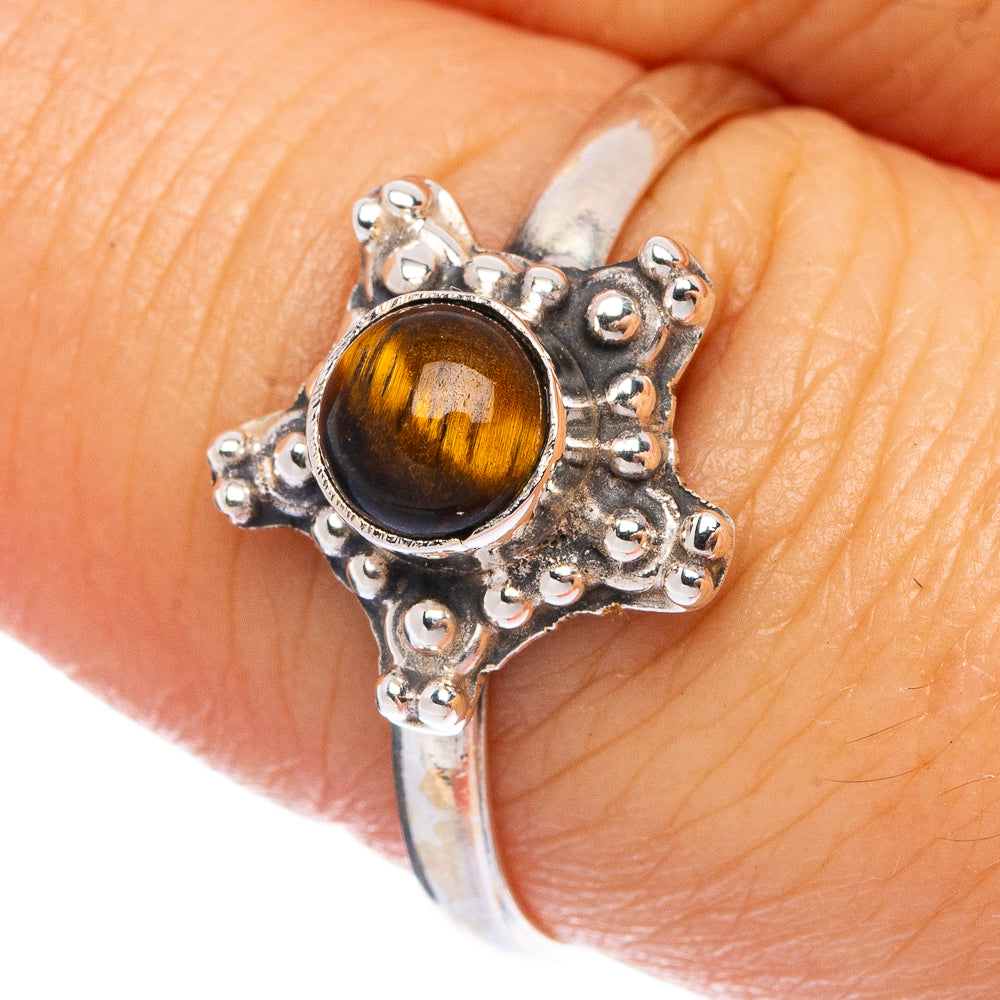 Tiger Eye Dainty Ring Size 8.25 (925 Sterling Silver) R145649