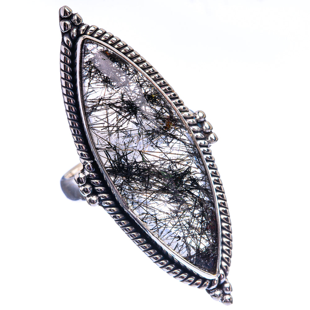 Huge Tourmalinated Quartz Ring Size 7.5 (925 Sterling Silver) R142210