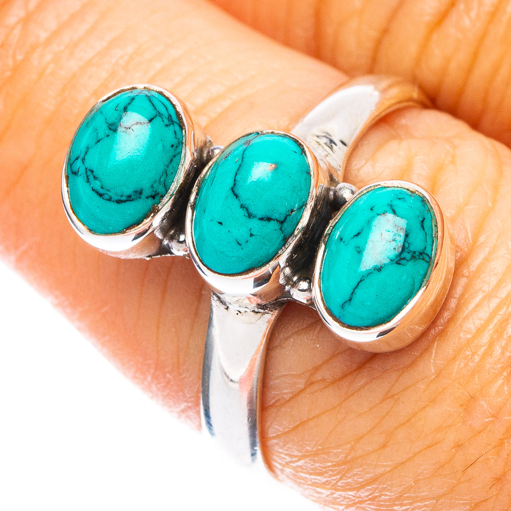 Tibetan Turquoise Dainty Ring Size 7.75 (925 Sterling Silver) R5283