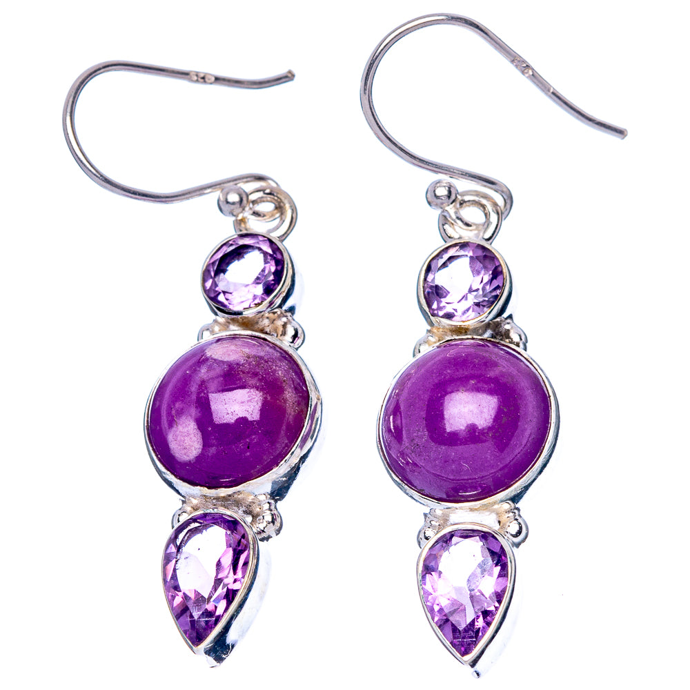 Phosphosiderite, Amethyst Earrings 1 5/8" (925 Sterling Silver) E1572