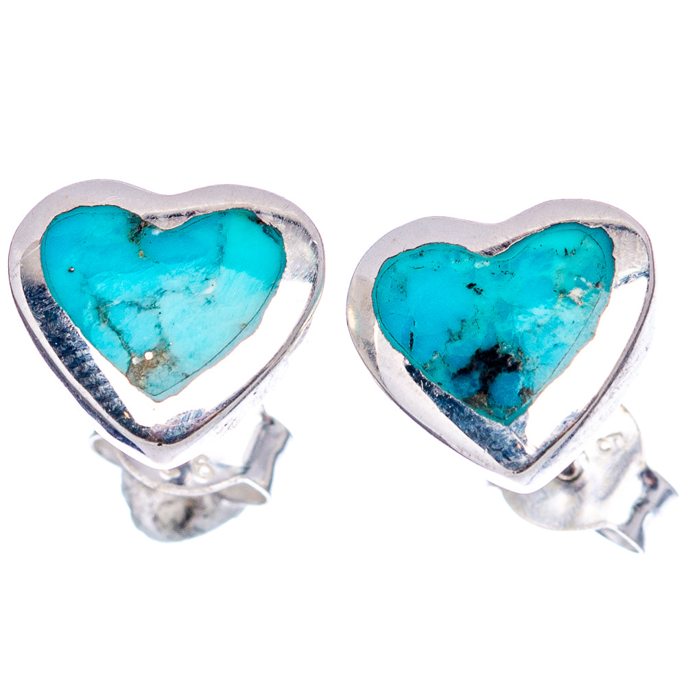 Mohave Turquoise Heart Earrings 3/8" (.925 Sterling Silver)