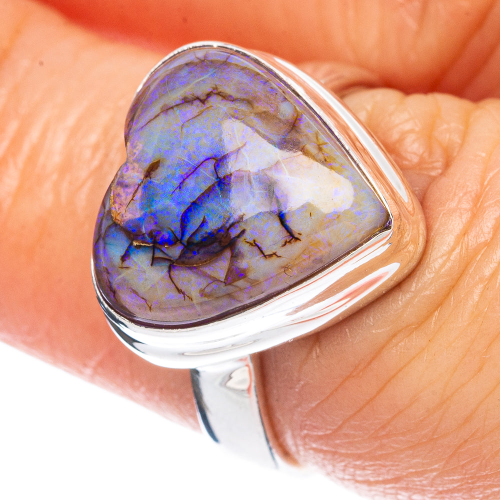 Rare Sterling Opal Heart Ring Size 6.25 (925 Sterling Silver) R2911