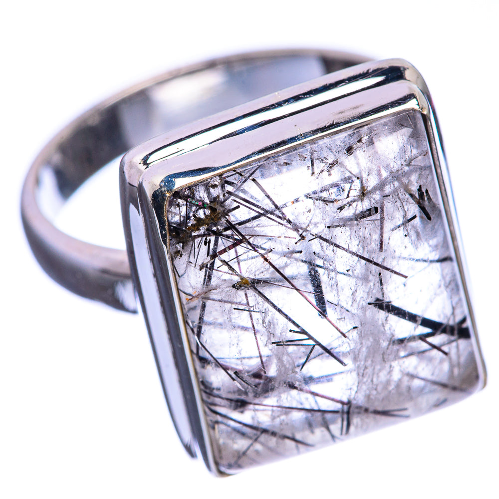 Tourmalinated Quartz 925 Sterling Silver Ring Size 6.75
