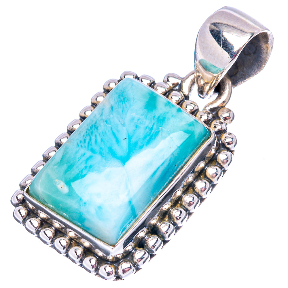 Rare Larimar Pendant 1 1/8" (.925 Sterling Silver)
