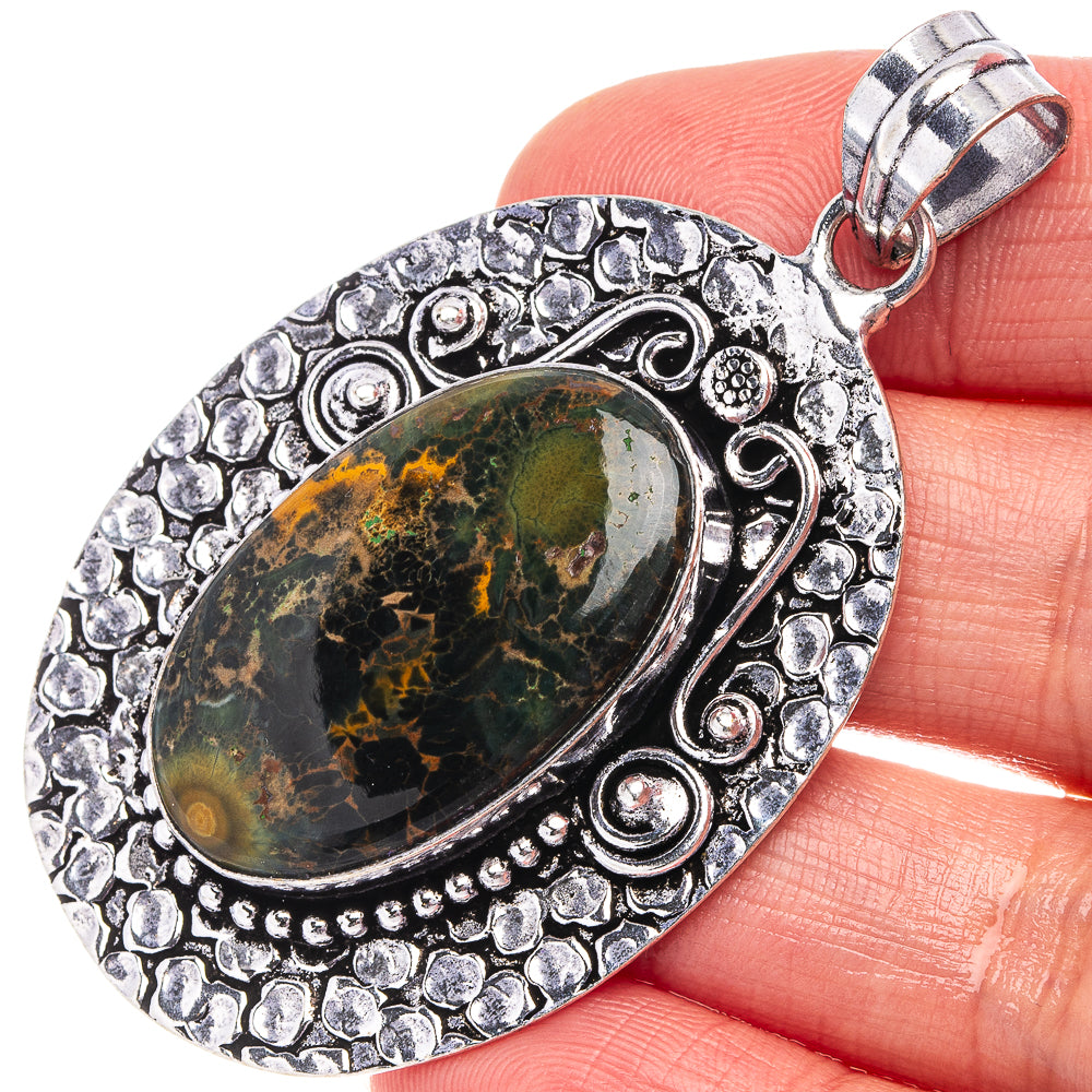 Ocean Jasper Pendant 2 3/8" (German Silver)