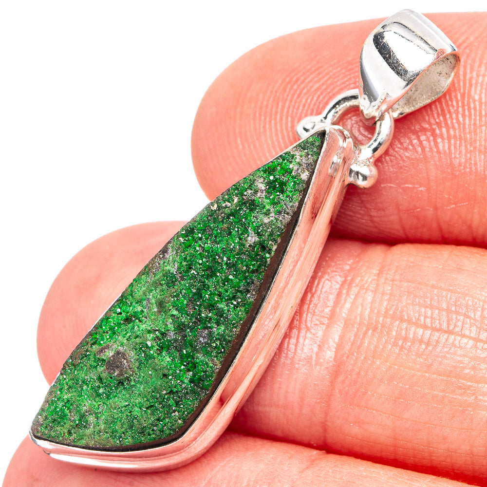 Uvarovite Garnet Pendant 1 1/2" (.925 Sterling Silver)