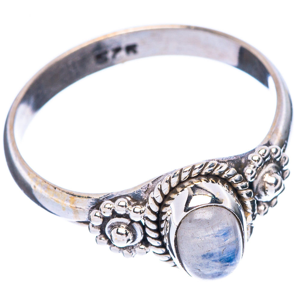 Rainbow Moonstone Dainty Ring Size 7.5 (925 Sterling Silver) R5937
