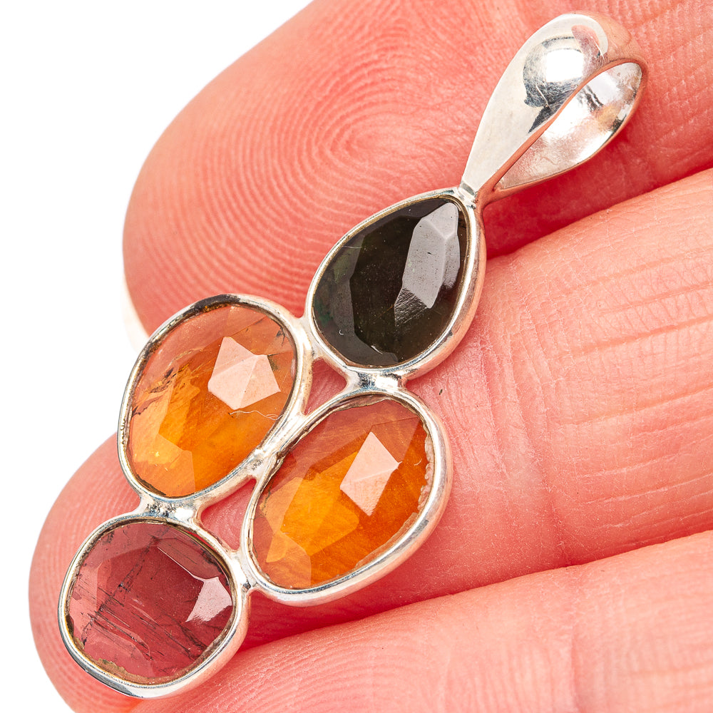 Rare Faceted Tourmaline Pendant 1 3/8" (.925 Sterling Silver)
