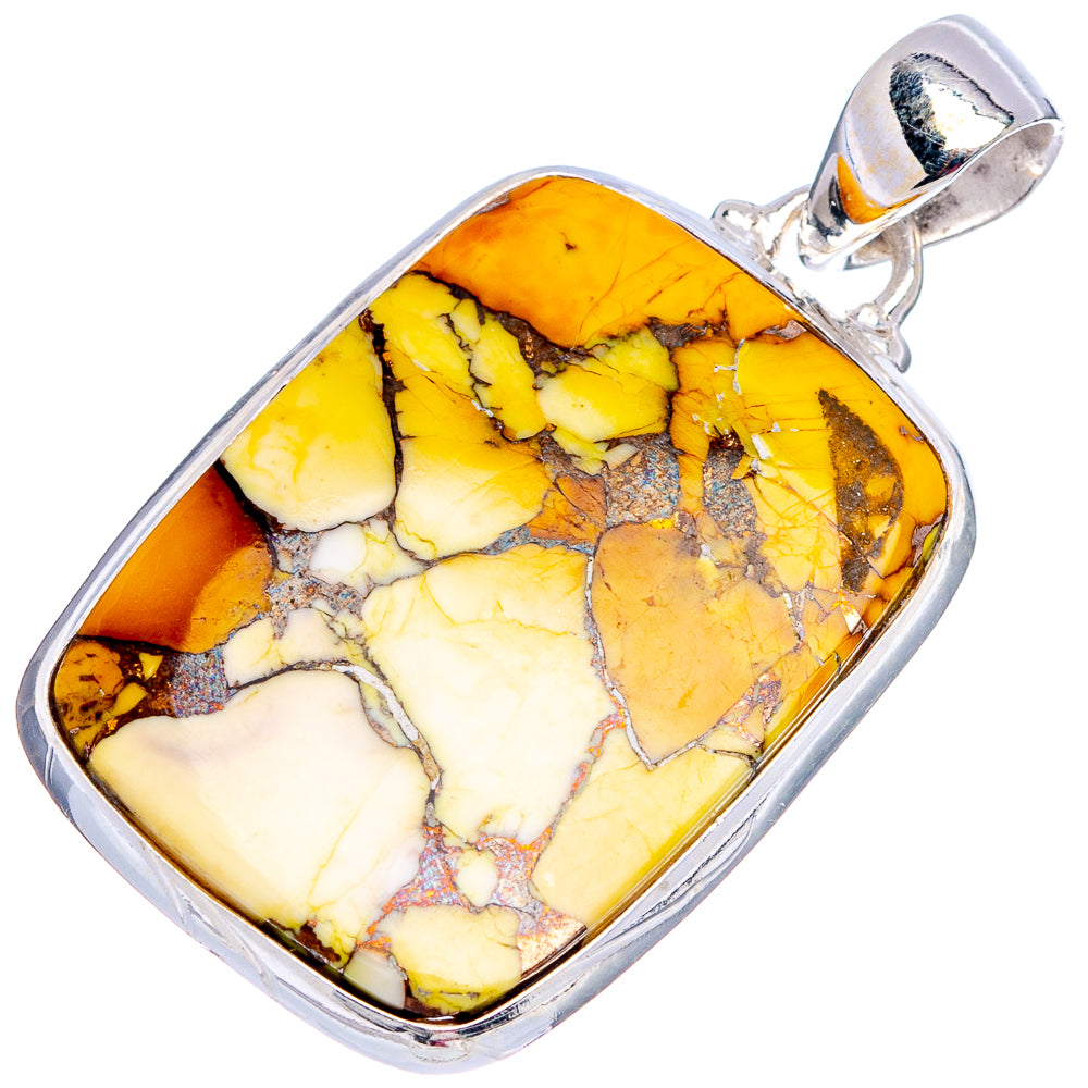 Honey Dahlia Mohave Turquoise Pendant 1 5/8" (.925 Sterling Silver)