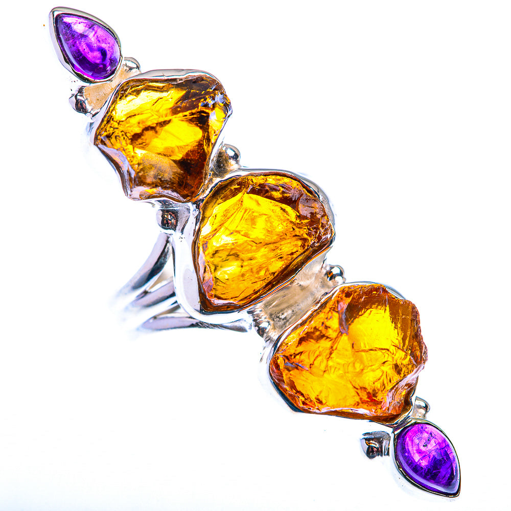 Large Raw Citrine, Amethyst Ring Size 6.75 (925 Sterling Silver) RING140251