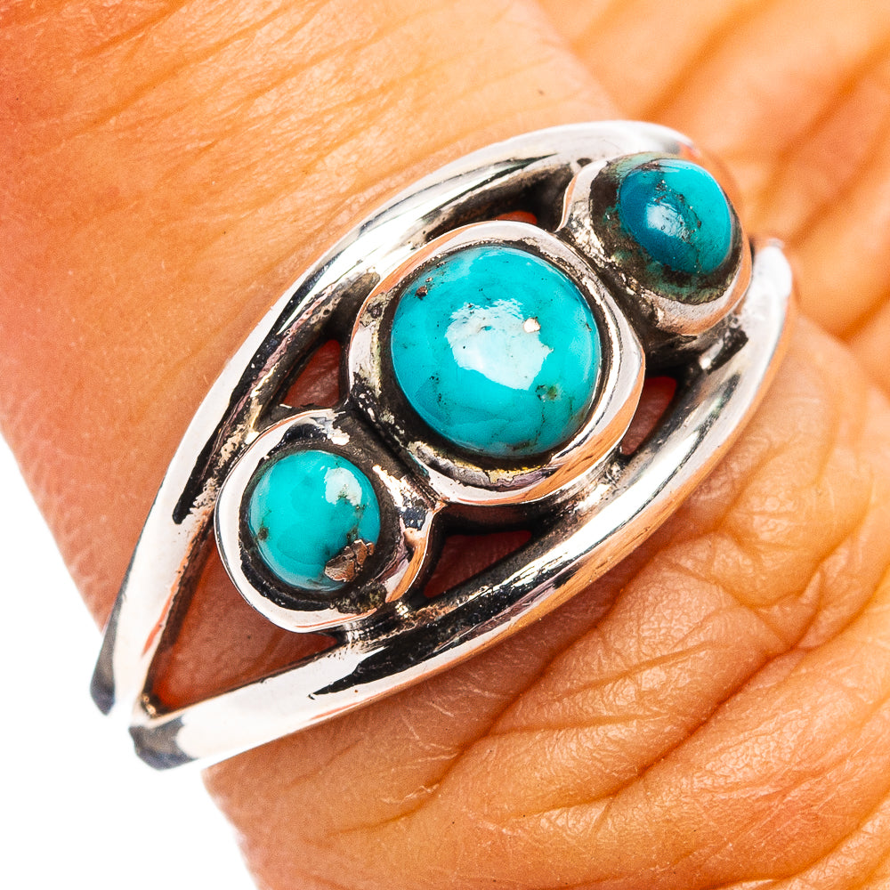 Native Style Mohave Turquoise Ring Size 6.75 (.925 Sterling Silver)