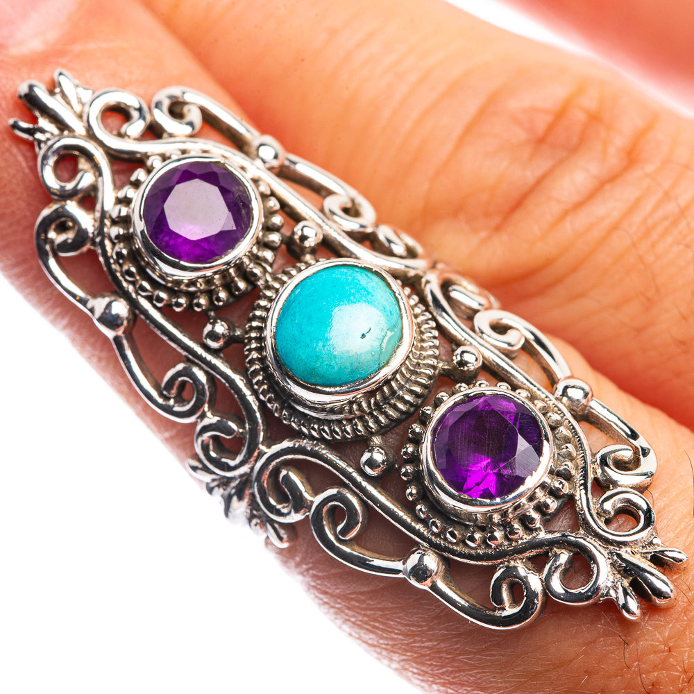 Large Sleeping Beauty Turquoise, Amethyst Ring Size 6 (925 Sterling Silver) R144186