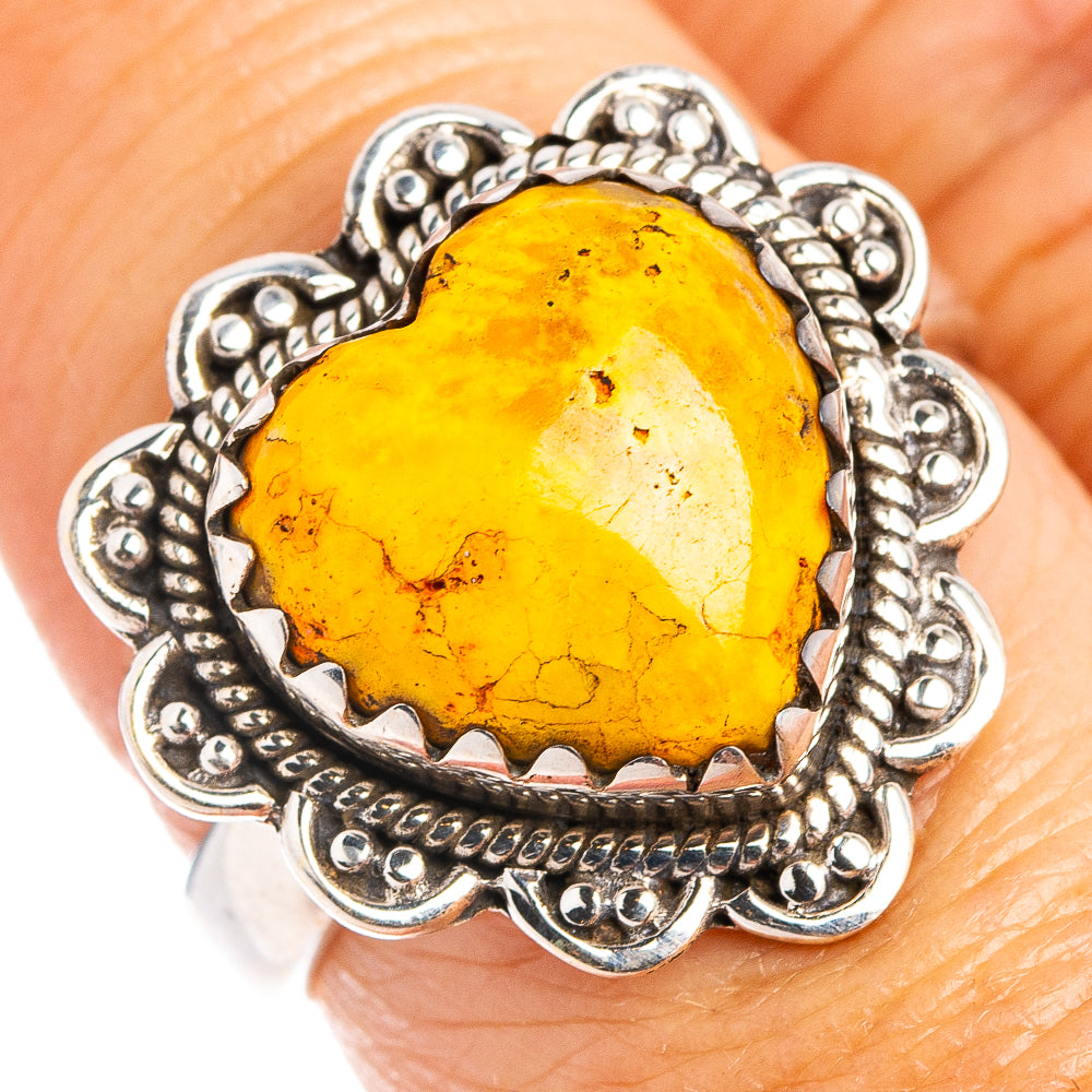 Bumblebee Jasper Ring Size 7.5 (.925 Sterling Silver)