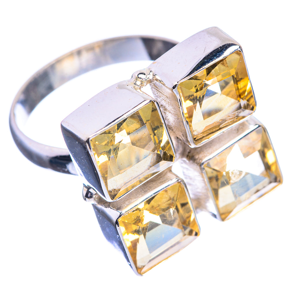 Large Faceted Citrine 925 Sterling Silver Ring Size 10