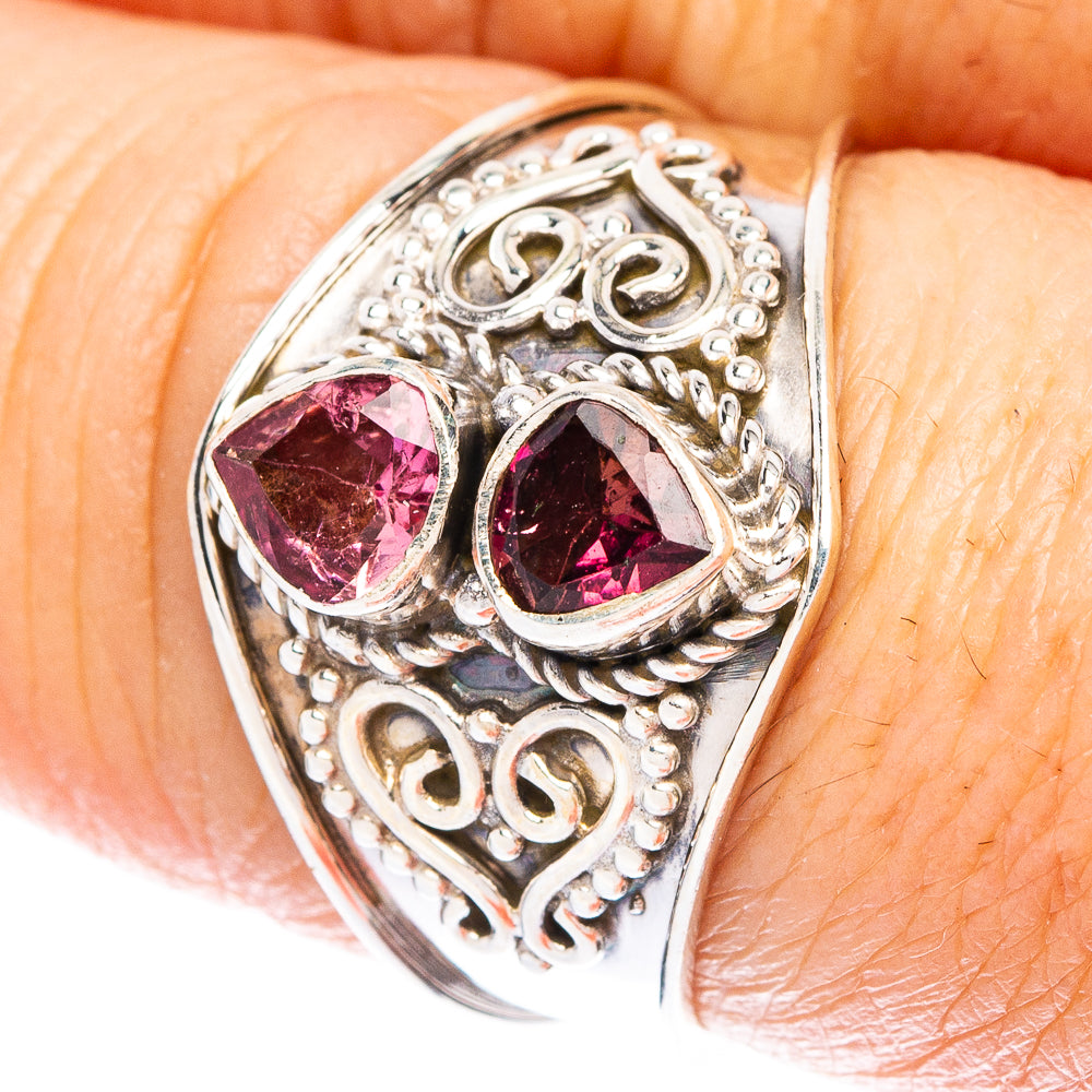 Faceted Rare Pink Tourmaline Ring Size 8 (925 Sterling Silver) R146982