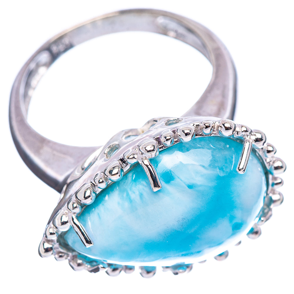 Premium Larimar Ring Size 6.5 (.925 Sterling Silver)