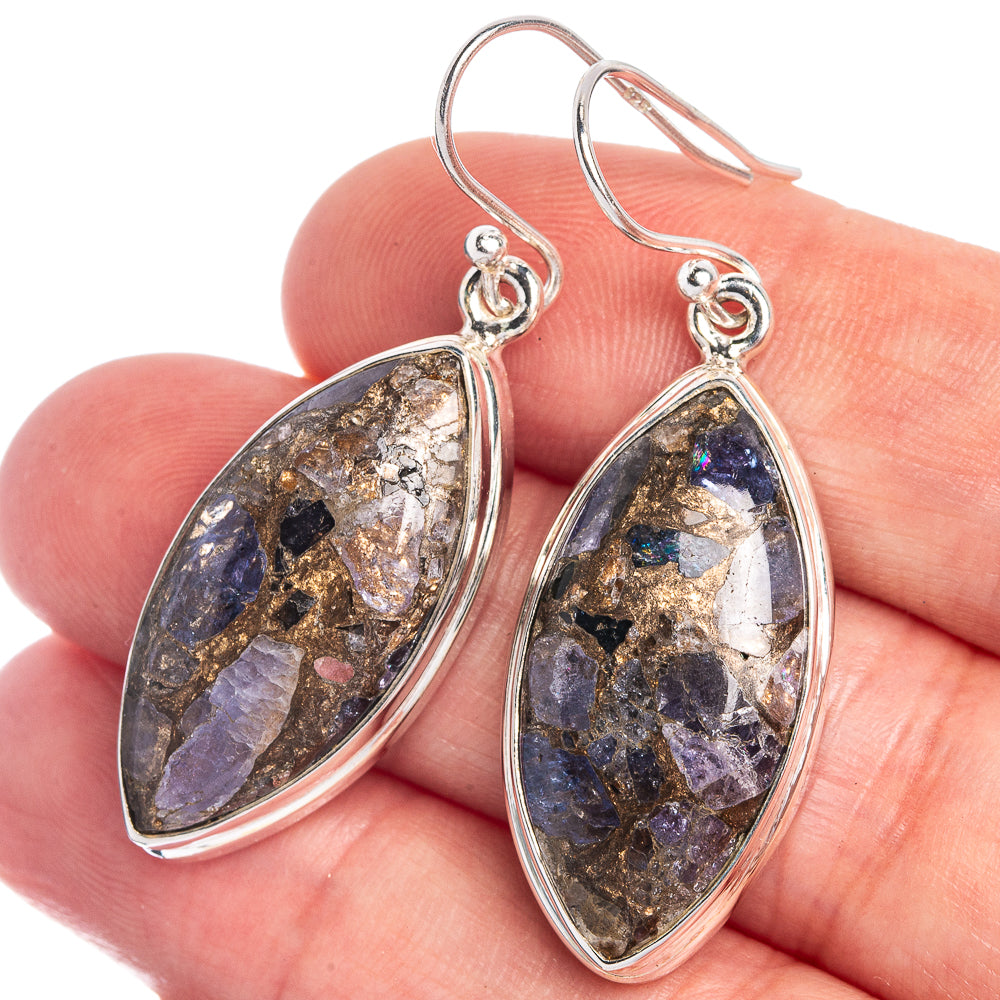 Copper Tanzanite Earrings 1 5/8" (925 Sterling Silver) E433024