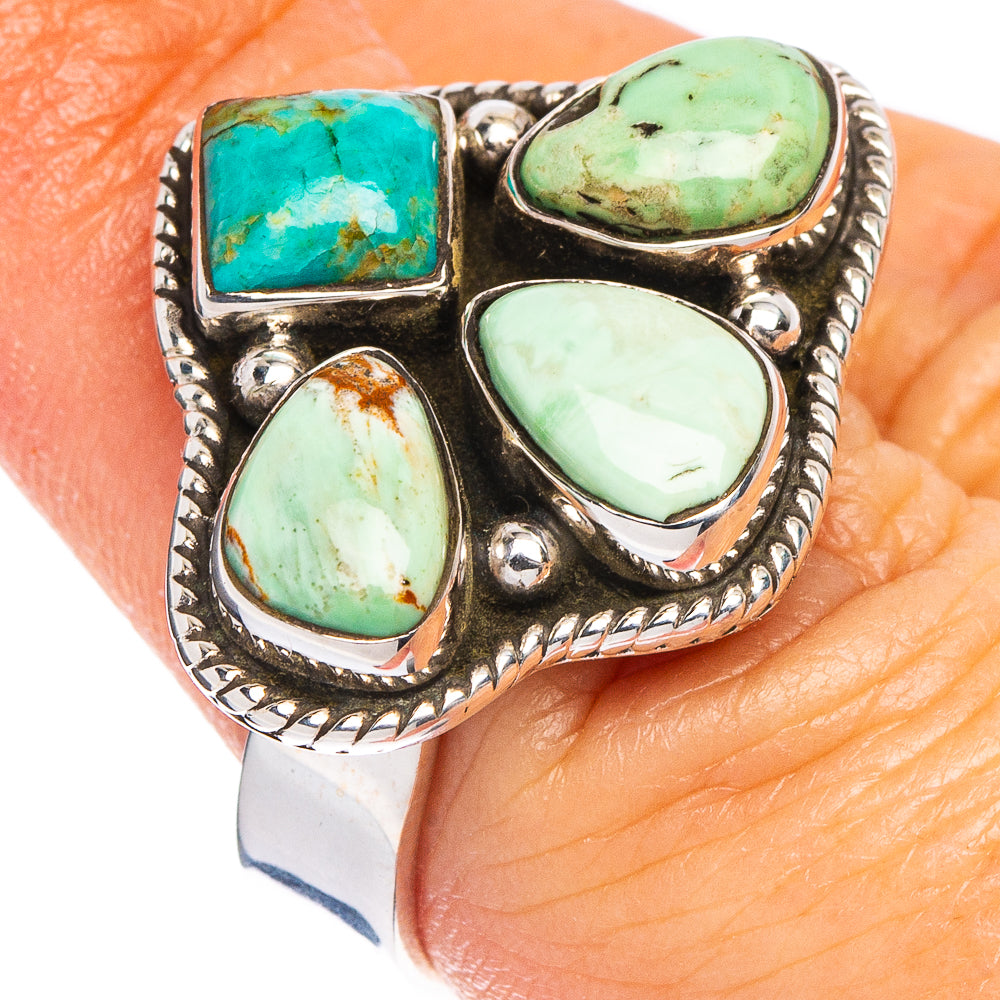 Sonoran Gold Turquoise Native Style Ring Size 7 Adjustable (.925 Sterling Silver) Exclusive
