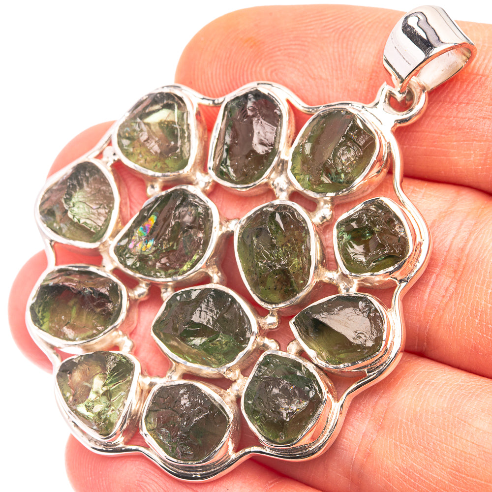 Signature Raw Green Tourmaline Pendant 2 1/8" (925 Sterling Silver) P38722