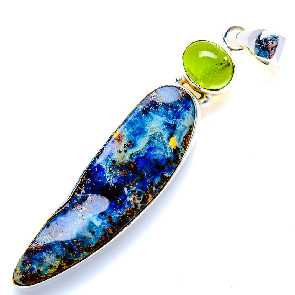 Boulder Opal, Peridot Pendant 2 1/2" (925 Sterling Silver) PD38230